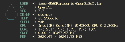 Screenshot of exfetch with default output shown.