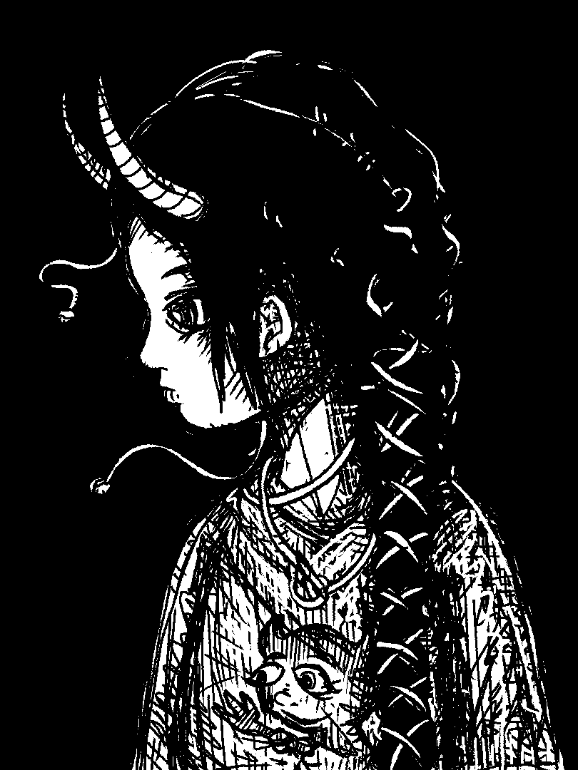 daemon girl with sentient wire in her hair wearing a freebsd tshirt