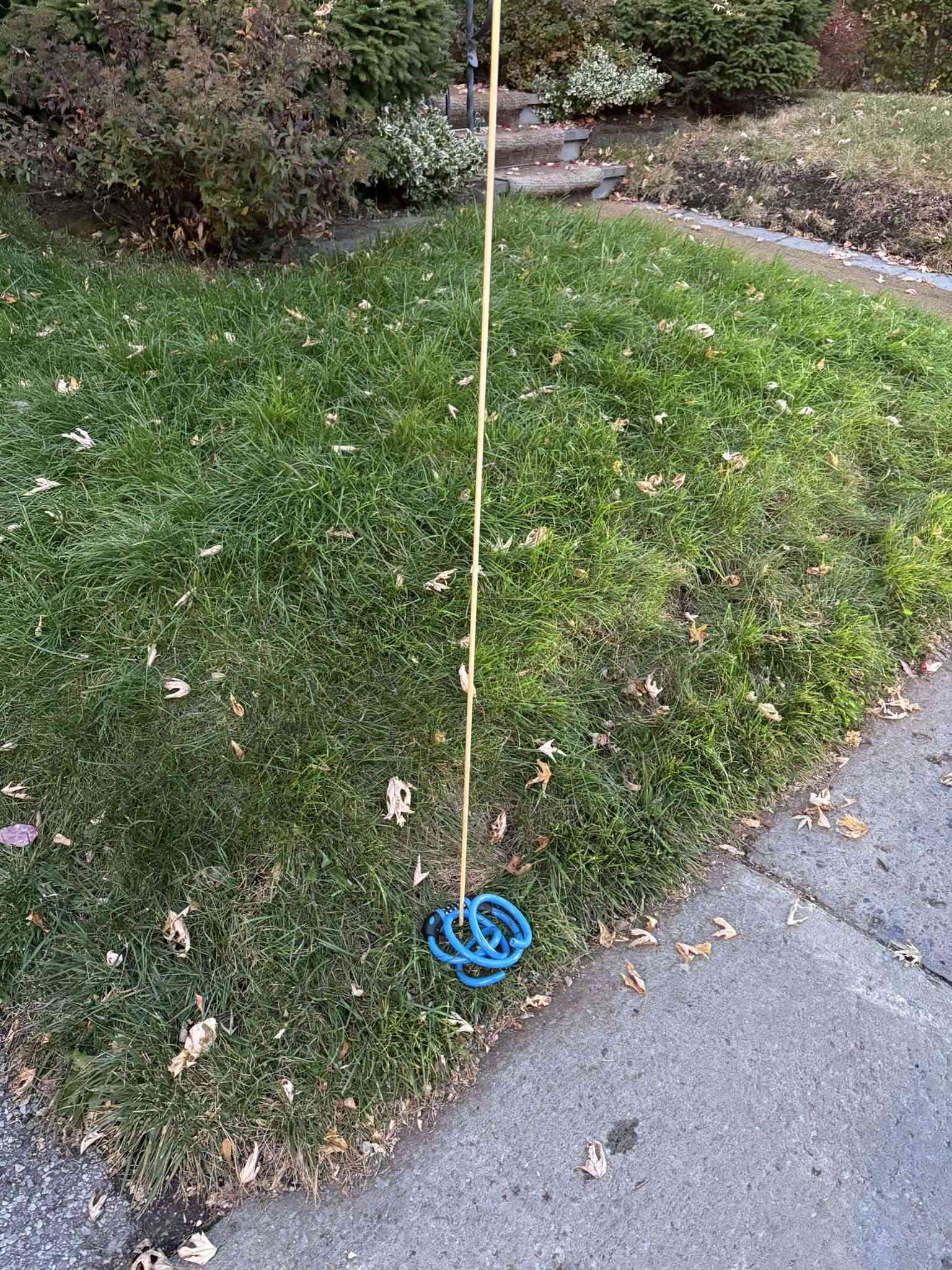 Cut bike lock on a plastic stick