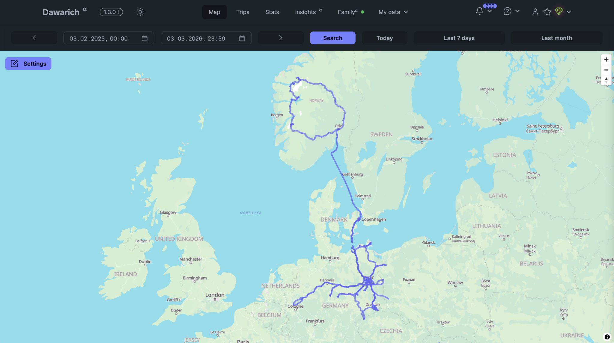 Last 12 months of my movements across Europe (Germany and Norway mostly haha